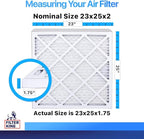 Filter King 23x25x2 Air Filter | 6-PACK | MERV 8 HVAC Pleated A/C Furnace Filters | MADE IN USA | Actual Size: 23 x 25 x 1.75"