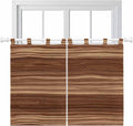 Brown Western Kitchen Curtains 45 Inch Length, Short Cafe Window Curtains Tab Top, Vintage Farmhouse Wood Barn Door Light Filtering Window Treatments Tier Drapes 27.5"x45" 2 Panel