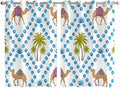 2 Panel Kitchen Cafe Curtains, Camels Palm Trees Sunlight Filtering Nature Air Through, Home Decor Window Covering Tier Curtains for Living Room 104W x 63L inch Tropical Desert Animal Plants Polka Dot