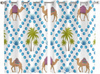 2 Panel Kitchen Cafe Curtains, Camels Palm Trees Sunlight Filtering Nature Air Through, Home Decor Window Covering Tier Curtains for Living Room 104W x 63L inch Tropical Desert Animal Plants Polka Dot