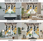 Retro Farmhouse Flower Swag Valances for Windows, Yellow Sunflowers Cow Barn Doors Brown Rod Pocket Kitchen Curtains Valance, Small Window Curtains Swag for Cafe Living Room, 2 Panels, 28x36 inch