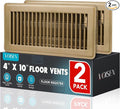 VOISEN Floor Register 4x10, 2 Pack Brown Floor Vent Covers,Heavy Duty Steel Walkable Floor Vents,Vent Covers for Home Floor