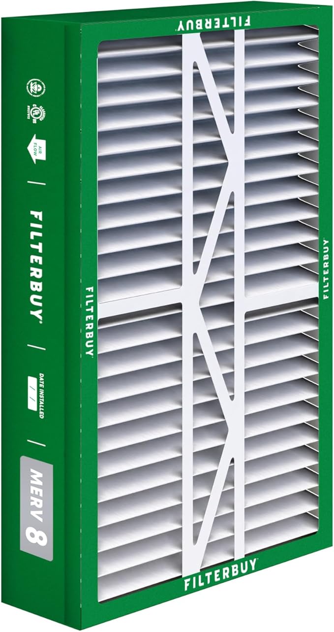 Filterbuy 17.5x27x5 Air Filter MERV 8 Essential Dust & Allergy Defense (2-Pack), Pleated HVAC AC Furnace Filters for Trane Perfect Fit & American Standard (Actual Size: 17.13 x 26.13 x 4.97)