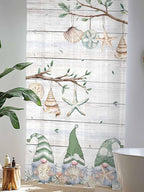 Sheer Curtains 84 Inches Long, Sage Green Gnomes Semi Sheer Curtains Light Filtering Window Treatment, Eucalypus Coastal Anchor Retro Wood Privacy Voile Drapes for Living Room Bedroom 52x84 Inch