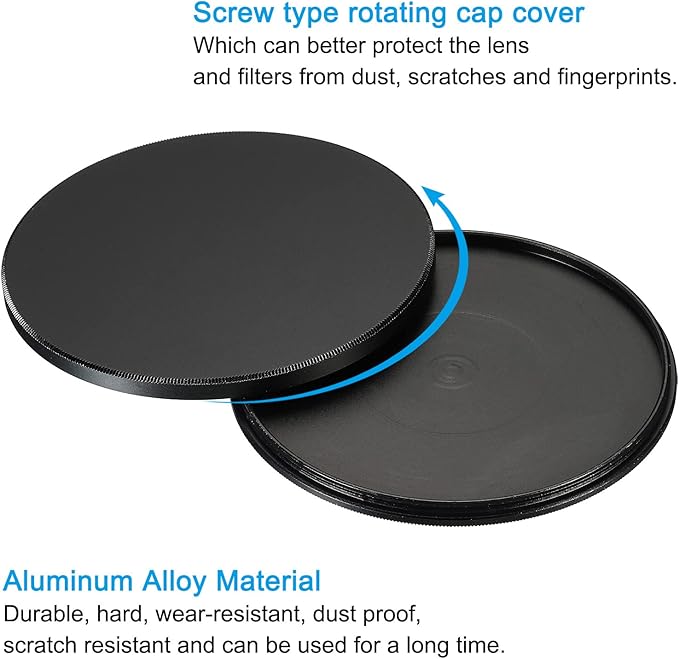 PATIKIL 77mm Lens Cap, Camera Lens Cap Cover Universal Front Metal Lens Filter Stacks Cap Protective Case for 77mm Camera Circular Polarizing Fader ND Filter, Black