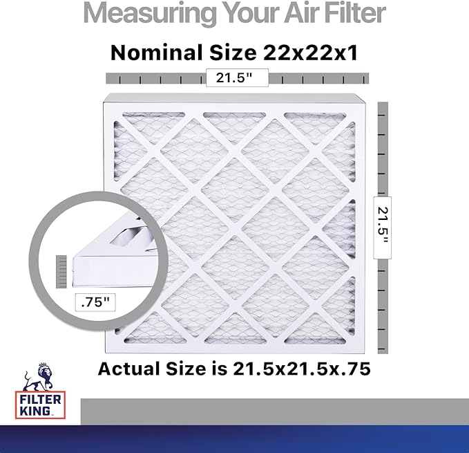 Filter King 22x22x1 Air Filter | 4-PACK | Carbon MERV 8 HVAC Pleated A/C Furnace Filters | MADE IN USA | Actual Size: 21.5 x 21.5 x .75"
