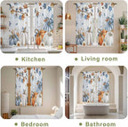 Fall Blue Maple Window Curtains 63 Inch Long 2 Panel Set, Rod Pocket Bedroom Curtains & Drapes, Thanksgiving Pumpkins Daisy Country Leaves Light Filtering Window Treatment for Living Room 42"W x 63"L