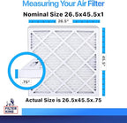 Filter King 26.5x45.5x1 Air Filter | 4-PACK | MERV 8 HVAC Pleated A/C Furnace Filters | MADE IN USA | Actual Size: 26.5 x 45.5 x .75"