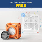 ALORAIR Air Scrubber | UV-C Light | Professional 3-Stage Filtration Negative Machine Air Purifier | HEPA Scrubber up to 750 CFM | Water Damage Restoration for Air Cleaner | PureAiro HEPA Pro 970