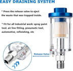 Air Dryer & Water Oil Separator for Compressor, 1/4'' NPT Inline Moisture Filter for Spray Paint Guns, Pneumatic Tools & Air Line (2 Pack)