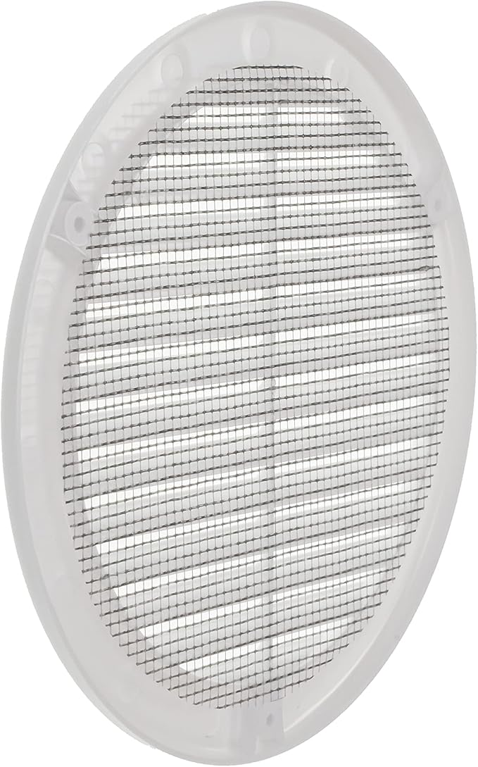 Vent Systems 6" Inch (Opening Dimensions) - Pack of 2 - White Soffit Vent Cover - Plastic Round Air Vent Grille - Built-in Mesh Screen - HVAC Register Louver for Bathroom, Home, Kitchen