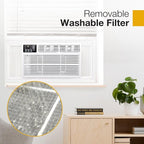 Whirlpool 18,000 BTU 230V Window Air Conditioner with Supplemental Heat, Window Mounted AC Unit with Heater for Apartment, Living Room, Bedroom, Large Rooms up to 1000 Square Feet