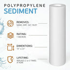 Ronaqua 1 Micron Sediment Water Filter Cartridge 10"x2.5", NSF Certified, 4-Layer Filtration for any 10-inch RO Units & Whole House Systems, Compatible with Culligan P5, AP110, WHKF-GD05