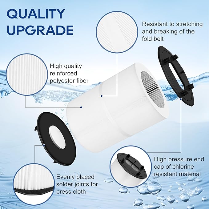 Miory 27002-0200S Pool Fliter Cartridges, Replacement for sta-rite 27002-0200S Pool and Spa D.E. Filter, Compatible with sta-rite PLM200 and System 2 Modular Media, with Air Bleed Assembly, 200 sq.ft