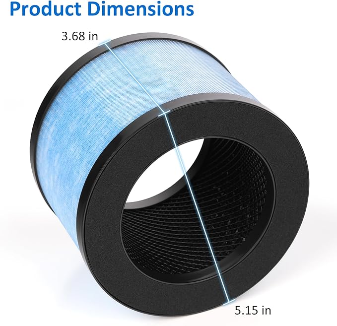 MK06 MK01 True HEPA Replacement Filter Compatible with AROEVE MK01 MK06, for VOOPNU DH-JH12 and Kloudi DH-JH01 Air Purifier, Standard Version, 3 Pack