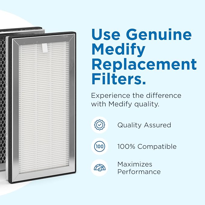 Medify Air MA-15 Genuine Replacement Filter | for Allergens, Wildfire Smoke, Dust, Odors, Pollen, Pet Dander | 3 in 1 with Pre-filter, H13 HEPA, and Activated Carbon for 99.7% Removal | 1-Pack