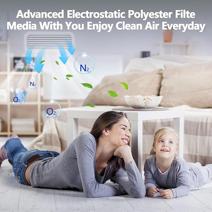 20" x 100" Air Vent Filters, with 48Pcs Adhesive Hook Tape, Cut to Size Air Filter Material HVAC Furnace Filters Kit MERV 8 Triple Vent Filter for Home Floor Register, Ceiling, Grilles