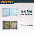 POWERTEC 1 Micron Inner Air Filter for WEN 3410, POWERTEC AF4000/AF4001, Shop Fox W1830 Air Filtration System, Replacement for WEN 90243-026-2 Woodworking Air Filters for Workshop & Garage, 1PK