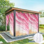 Ocean Outdoor Curtains for Patio Beach Waves Watercolor Abstract Gradient Pink Waterproof Outside Curtains with Grommet Top Weatherproof Curtain for Cabana Pergola Gazebo, 2 Pack, 54" W x 84" L