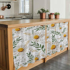 Spring Daisy Tier Curtains, Farmhouse Country Flower Leaf Plant Wood Grain Light Filtering Kitchen Curtains, 2Pcs Rod Pocket Half Window Treatments Panels for Sink Cafe Cabinet Camper 27.5x24 Inches