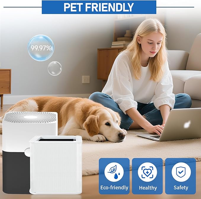 3 Pack 211+ Replacement Filters Compatible with Blue Pure 211+ Air Purifier, Consists of H13 True Filter and Activated Carbon, Collapsible Air