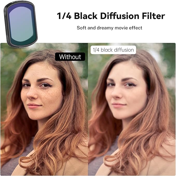Haoge Magnetic Filter Set for DJI Osmo Pocket 3,Includes 1/4 Black Mist Filter,Light Pullution Reduction Filter,Variable ND 2-32,and LCD Screen Protector,Multi-Coated HD Optical Glass