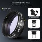 Astromania Telescope Moon Filter 1.25 Inch, Moon Skyglow Filter Reduces Moon Glare & Enhances Lunar Crater Detail, Eyepiece Accessory for Astronomy Beginner, Work with Telescope Accepts 1.25" Eyepiece