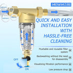 GFC40 Garden Hose Filter with 3/4" GHT Connector, 40 & 100 & 200 Micron Reusable Spin Down Sediment Water Filter, Inline Sediment Filter for RV Camping Pressure Wahser Car Wash Water Hose