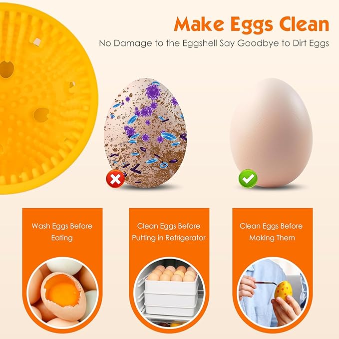 Egg Brush Cleaner, Egg Cleaner Scrubber for Fresh Eggs, Cute Chick Shaped Silicone Egg Washer, Reusable Multipurpose Washing Egg Tool for Fruits and Vegetables(Brown,1 Set)
