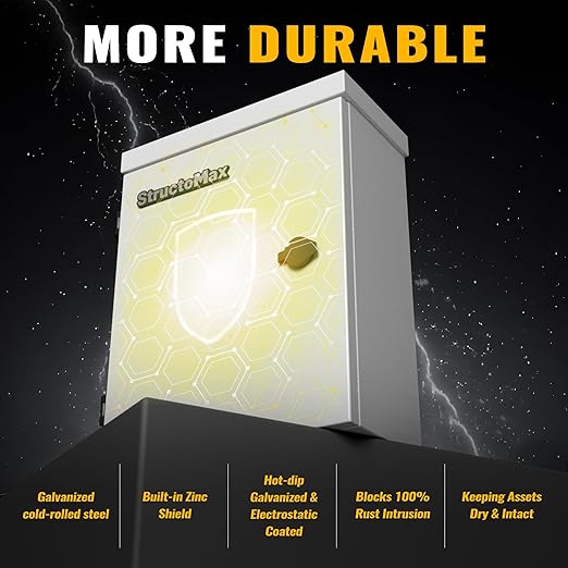 Steel Electrical Box, 20"x12"x10" Steel Enclosure, IP67 Waterproof & Rust-Resistant, Outdoor/Indoor Electrical Junction Box with Mounting Plate for Wall/Pole Mount