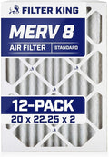 Filter King 20x22.25x2 Air Filter | 12-PACK | MERV 8 HVAC Pleated A/C Furnace Filters | MADE IN USA | Actual Size: 20 x 22.25 x 1.75"