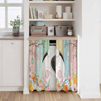 Easter Kitchen Curtains 45 Inch Long 2 Panel Set, Rod Pocket Window Treatment, Spring Colorful Bunny Eggs Flower Wood Grain Light Filtering Short Curtains & Drapes for Bathroom Laundry 52"W x 45"L