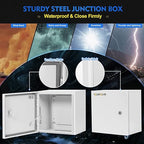 Outdoor Electrical Box, Steel Junction Box 24X16X10'', NEMA 4X Electrical Enclosure Box IP66 Waterproof & Dustproof, Universal Electrical Project Box with Lock & Mounting Plate