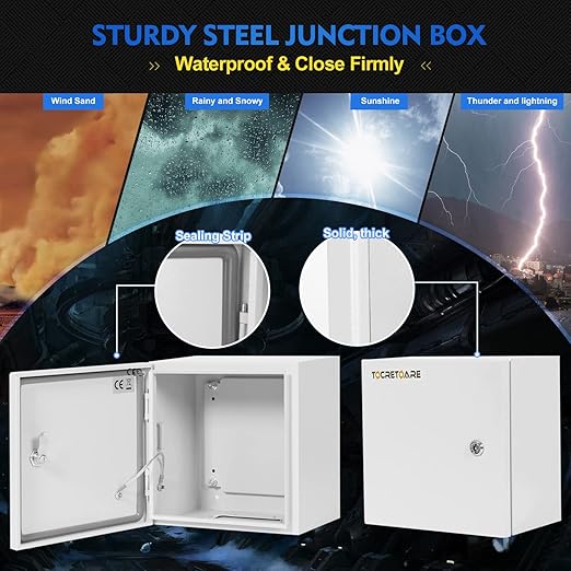 Outdoor Electrical Box, Steel Junction Box 24X16X10'', NEMA 4X Electrical Enclosure Box IP66 Waterproof & Dustproof, Universal Electrical Project Box with Lock & Mounting Plate