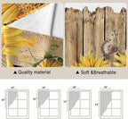 Farmhouse Sunflowers Swag Valances for Windows, Rustic Floral Buttterfly Wood Board Brown Rod Pocket Kitchen Curtains Valance, Small Window Curtains Swag for Cafe Living Room, 2 Panels, 36x36 inch