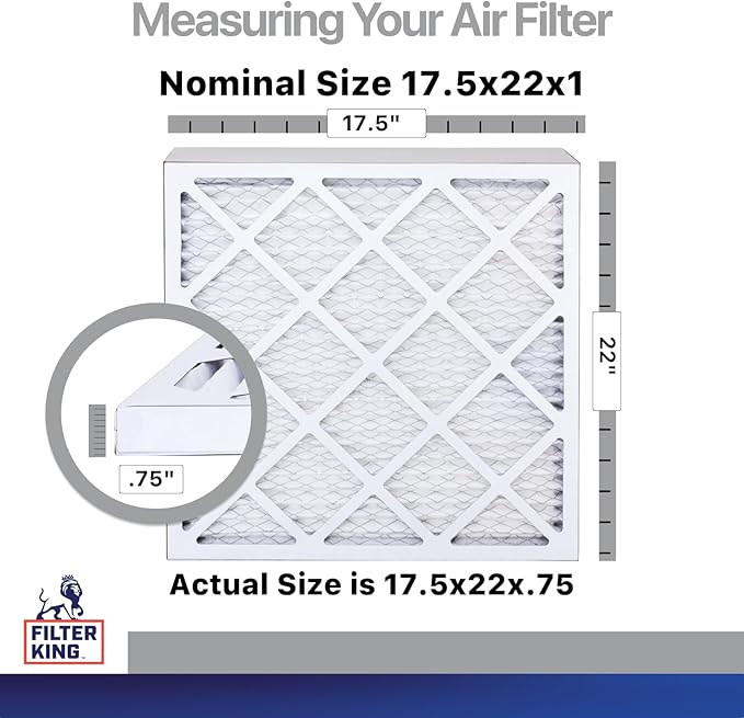 Filter King 17.5x22x1 Air Filter | 4-PACK | Carbon MERV 8 HVAC Pleated A/C Furnace Filters | MADE IN USA | Actual Size: 17.5 x 22 x .75"