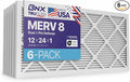 BNX TruFilter 12x24x1 Air Filter MERV 8 (6-Pack) - MADE IN USA – Dust & Pet Defense Electrostatic Pleated Air Conditioner HVAC AC Furnace Filters for Dust, Pet, Mold, Pollen MPR 600 – 700 & FPR 5