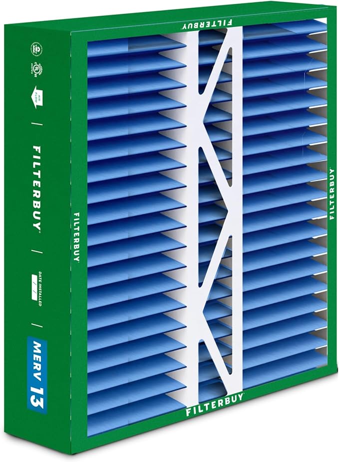 Filterbuy 16x22x5 Air Filter MERV 13 Optimal Smoke & Allergy Defense (4-Pack), Pleated HVAC AC Furnace Filters for Amana, Coleman, Goodman, York, and More (Actual Size: 15.38 x 21.88 x 5.25)