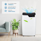 Portable Air Conditioners, 12000 BTU Portable AC for Rooms Up to 550 Sq.Ft. 3-In-1 Portable AC with Quick Cooling, Dehumidifying, 3-Speed Fan, 24H Timer, Remote, Ultra-Quiet, White and Black