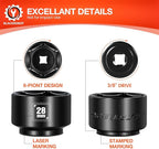 BLACKROBOT 28mm Low Profile Oil Filter Socket, 3/8" Drive 6-Point Oil Filter Cap Remover and Installer Tool, Chrome Vanadium Steel