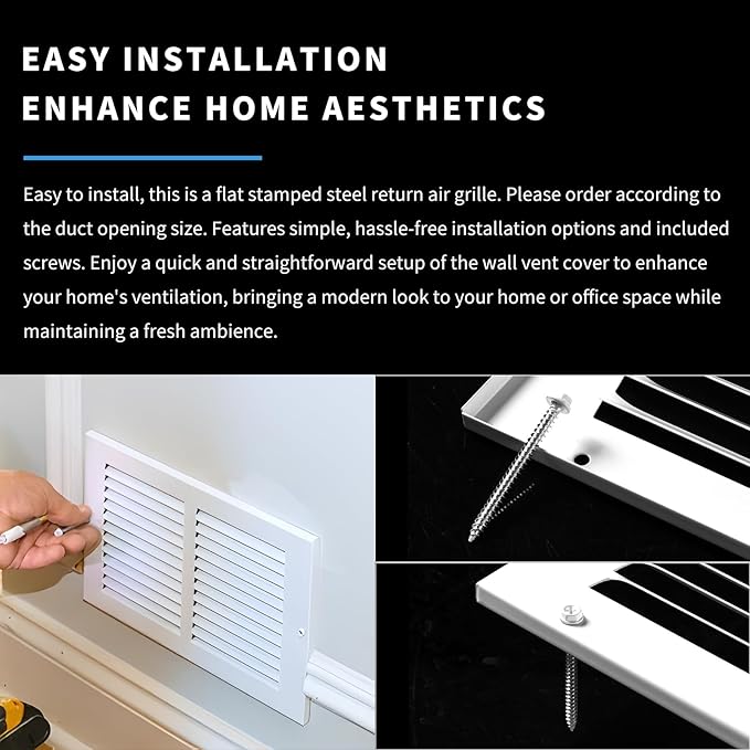 24x10 Return Air Grille(Duct Opening Size),Air Return Vent Cover,Flat Vent Cover,Rejillas De Aire Acondicionado Para Casa,Return Air Grilles,Outer Dimensions:25.75"Wx11.75"H(24"W x 10"H, Duct Opening)