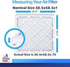 Filter King 30.5x58.5x1 Air Filter | 4-PACK | MERV 8 HVAC Pleated A/C Furnace Filters | MADE IN USA | Actual Size: 30.5 x 58.5 x .75"