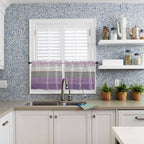 Country Wood Board Gray Purple Window Valance Curtains, Farmhouse Gradient Plank Light Filtering Kitchen Valance with 3-inch Rod Pocket for Living Room Bathroom Bedroom,2 Panel,27.5x24In