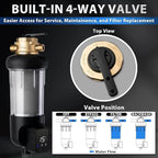 iSpring WSP500ARJ-BP, NSF Certified, Whole House Spin-Down Sediment Water Filter with Bypass, Clear Housing, Jumbo Size, Flushable and Reusable, Touch-Screen Auto Flushing, 4 Modes, 500 Microns