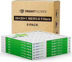 20x20x1 Air Filter 6 Pack, Durable MERV 8 Pleated Home HVAC AC Furnace Filters, Lightweight Compact Air Conditioner Filter Replacement