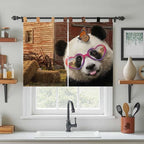 Farm Panda Kitchen Curtains 45 Inch Length, Short Cafe Window Curtains Tab Top, Farmhouse Barn Funny Animals Butterfly Light Filtering Window Treatments Tier Drapes 27.5"x45" 2 Panel
