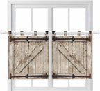Farmhouse Wood Grain Kitchen Curtains 24 Inch Length, Small Window Curtains Tab Top, Vintage Country Barn Gate Brown Light Filtering Short Window Treatments Tier Drapes 27.5"x24" 2 Panel