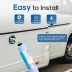 ICEPURE Inline Water Filter for Hose on RV Garden Pool Camper Marine Boat for Drinking, Car Washing, Gardening, Planting, Spa, Reduces Chlorine, Bad Taste, Odors, with 1 flexible hose protector, 1PACK