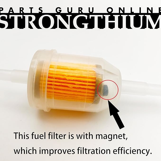 Strongthium 1/4" Inline Fuel Gas Filters with Magnet for Kawasaki Kohler Briggs & Stratton Lawn Mowers Small Tractors Tillers Garden Equipment Snowmobiles Go Karts 4 Pack