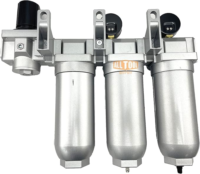 3/4" NPT SUPER DUTY Industrial Grade 4 Stages Filter Coalescing Desiccant Dryer Regulator System For Compressed Air Lines, Metal Bowls, Great For Paint Spray And Plasma Cutter (AUTO DRAIN)